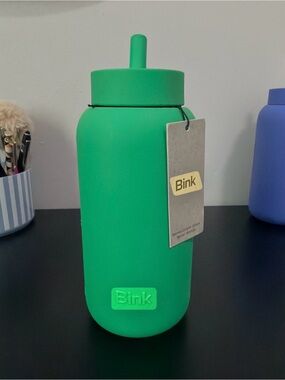 Bink Green Silicone Covered Drinking Bottle with Straw